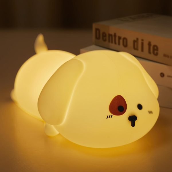 Night Light for Kids, Cute Silicone Puppy Night Light with 2 Levels of Brightness, 7 Colors Kawaii Touch Lamp for Bedroom, Girls and Boys, Toddler, Nursery, Baby Gifts, Rechargeable