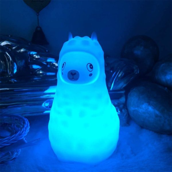 Animal Alpaca Kids Night Light, Children's Room LED Bedside Lamp, Rechargeable Soft Silicone Light, Adjustable Brightness and Colors, Compatible with Touch Control & Remote Control - Image 2