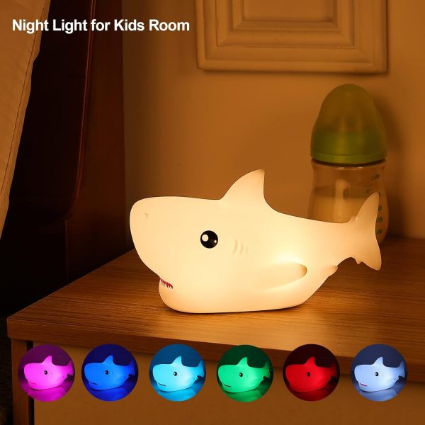 Shark Night Light for Kid, Shark Lights for Boys Girls Christmas Gifts Nightlight Kids Teens Room Decor, Silicone Animal Night Lamp Gift - Image 2