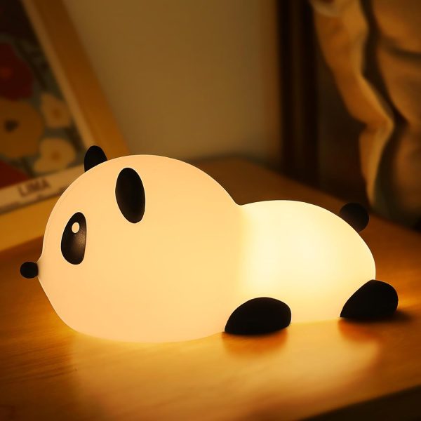 Panda Night Light for Kids: Silicone Animal Light,7 Soft Colors,Tap Control,Rechargeable,Sleep Timer,Battery Baby Nightlight for Childrens Room & Nursery,Bedside Touch Lamp
