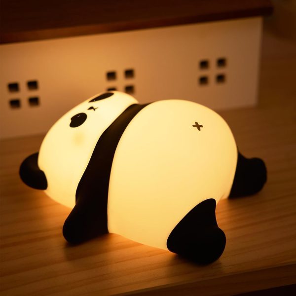 Rechargeable Cute Panda Night Light, 3 Level Dimmable Nursery Nightlight with Timer, Silicone Light Cute Animal Night Lamp for Breastfeeding Toddler Baby Kids Decor, Lamps Girls Panda Gifts