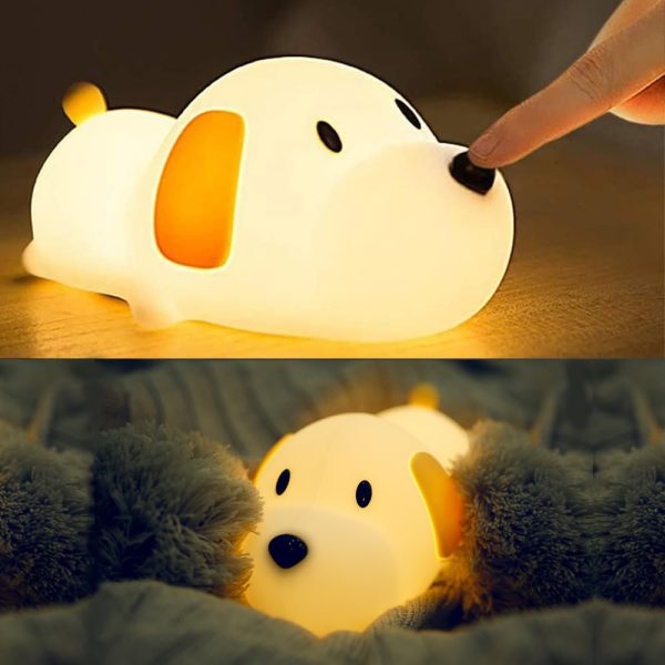 Led Cute Dog Night Light, Dimmable Nursery Puppy Kawaii Lamps, Super Silicone USB Rechargeable Touch Control Night Lamp for Kids Adults, Used for Camping Party Room Decor (Dog)