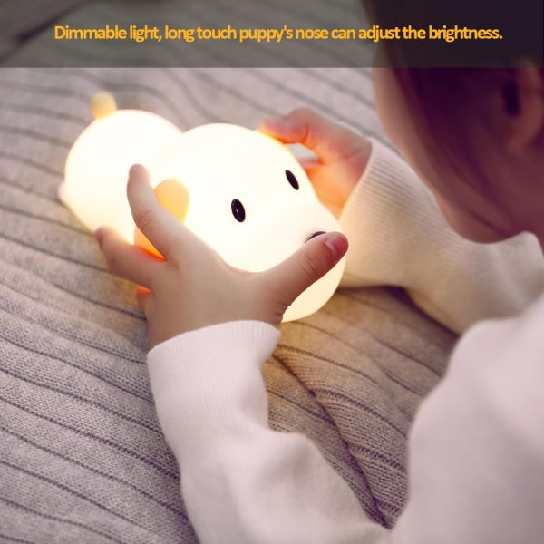 Led Cute Dog Night Light, Dimmable Nursery Puppy Kawaii Lamps, Super Silicone USB Rechargeable Touch Control Night Lamp for Kids Adults, Used for Camping Party Room Decor (Dog) - Image 2