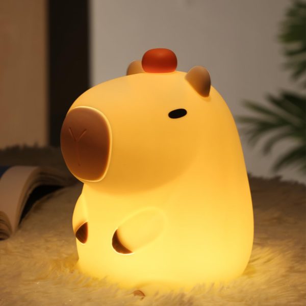 Capybara Night Light, Cute Adorable Animal Nursery LED Night Lamp, USB Rechargeable Timing Dimming Sleep Table Lamp with Touch Sensor for Bedrooms, Living Room