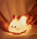 Rabbit Night Light Silicone, Cute Big Face Bunny Night Lamp, Kids Room Decor Atmosphere Night Light, Baby Nursing Bedside Touch Lamp, Rechargeable and Dimmable LED Night Lamp.
