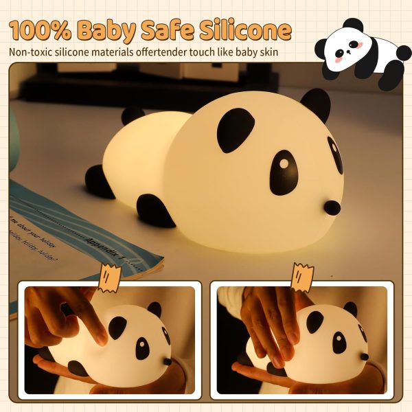 Panda Night Light for Kids: Silicone Animal Light,7 Soft Colors,Tap Control,Rechargeable,Sleep Timer,Battery Baby Nightlight for Childrens Room & Nursery,Bedside Touch Lamp - Image 2
