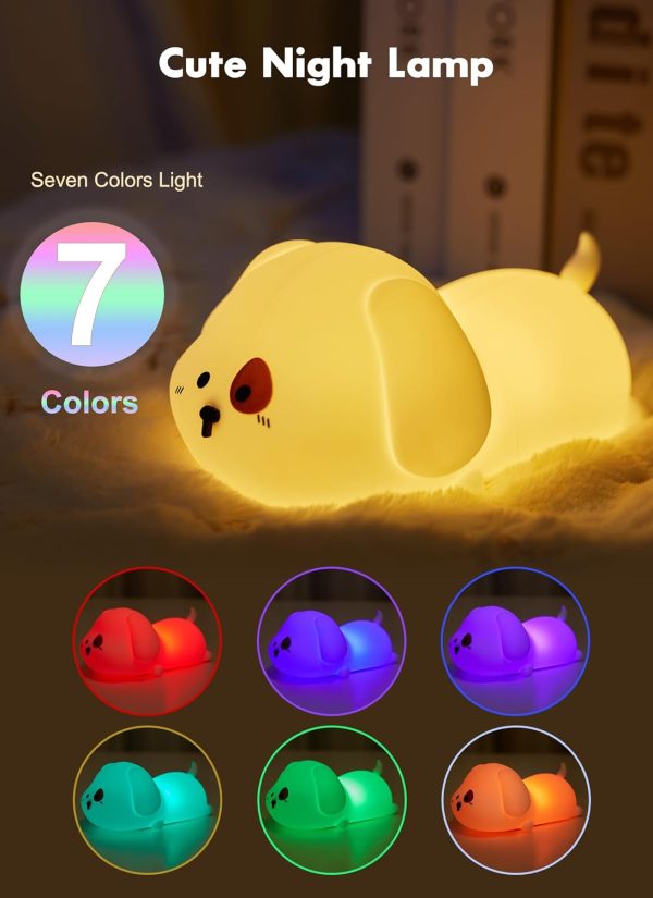 Night Light for Kids, Cute Silicone Puppy Night Light with 2 Levels of Brightness, 7 Colors Kawaii Touch Lamp for Bedroom, Girls and Boys, Toddler, Nursery, Baby Gifts, Rechargeable - Image 2