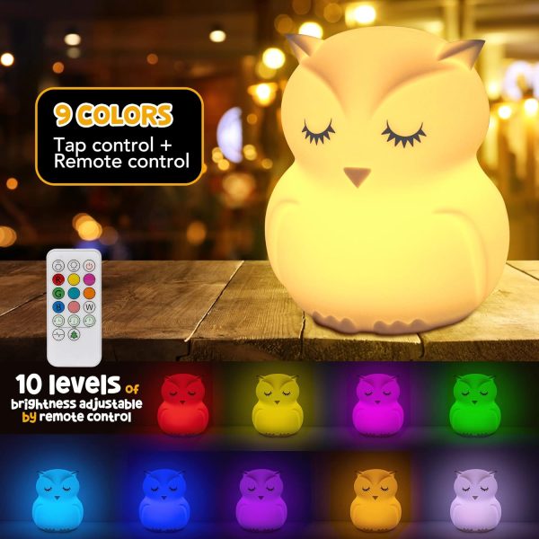 Owl Night Light for Toddler Baby Nursery Night Lamp Children Room Decor Silicone Kids Night Lights with Remote Control - Image 2